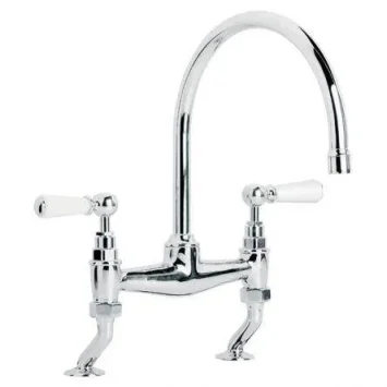 Lefroy Brooks Classic White Lever D/m Bridge Mixer - Nickel