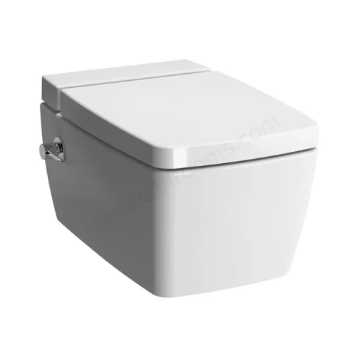 Vitra M-line Aquacare Rimless Wall Hung Pan (thermo Cart, L/h Valve) - White product image - Image 1