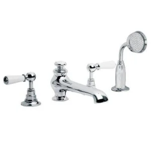 Lefroy Brooks Classic White Lever D/m 4h Bath Set - Chrome