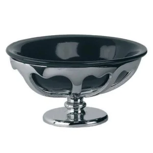 Lefroy Brooks Classic Free Standing Black China Soap Dish & Holder - Nickel