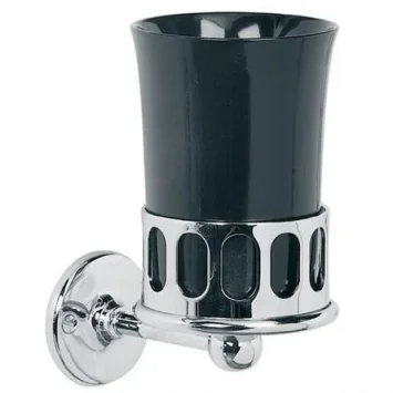 Lefroy Brooks Classic Black Bone China Mug & Holder - Nickel