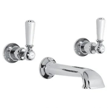 Lefroy Brooks Classic White Lever Conc 3h Bath Filler - Nickel