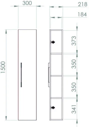 Saneux Austen 30x150cm Side Unit - Matte Iron Grey detail view - Image 3