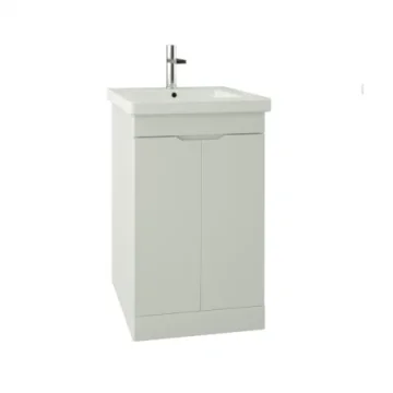 Saneux Indigo 50cm 2 Door Floor Standing Unit - Gloss White detail view - Image 2