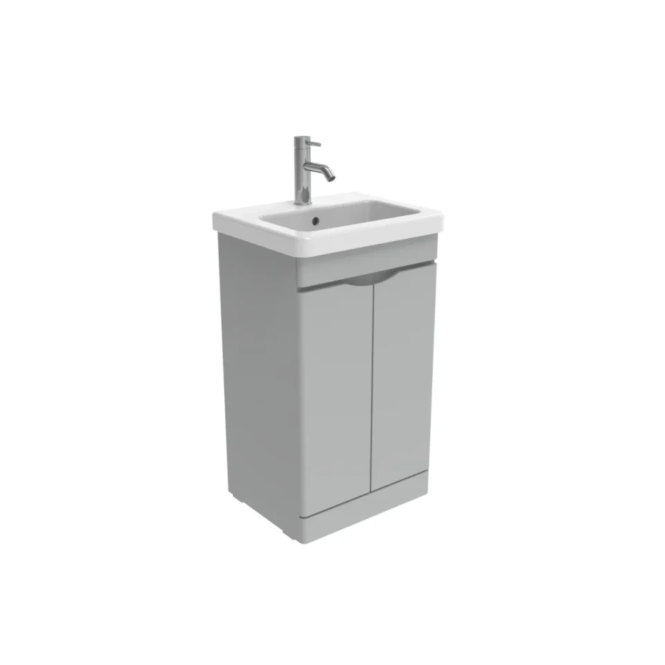 Saneux Indigo 50cm 2 Door Floor Standing Unit - Dove Grey detail view - Image 2