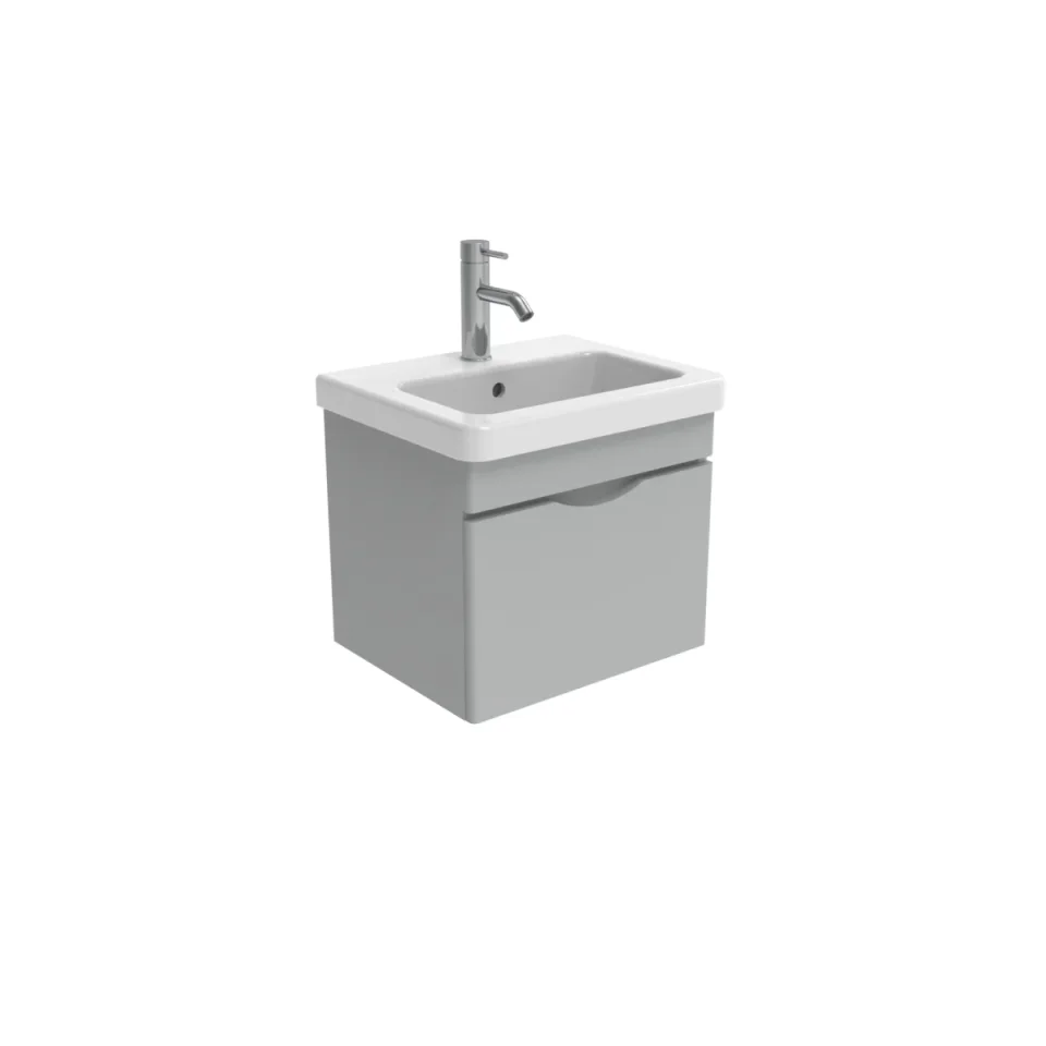 Saneux Indigo 50cm 1 Drawer Wall Mounted Unit - Dove Grey detail view - Image 2