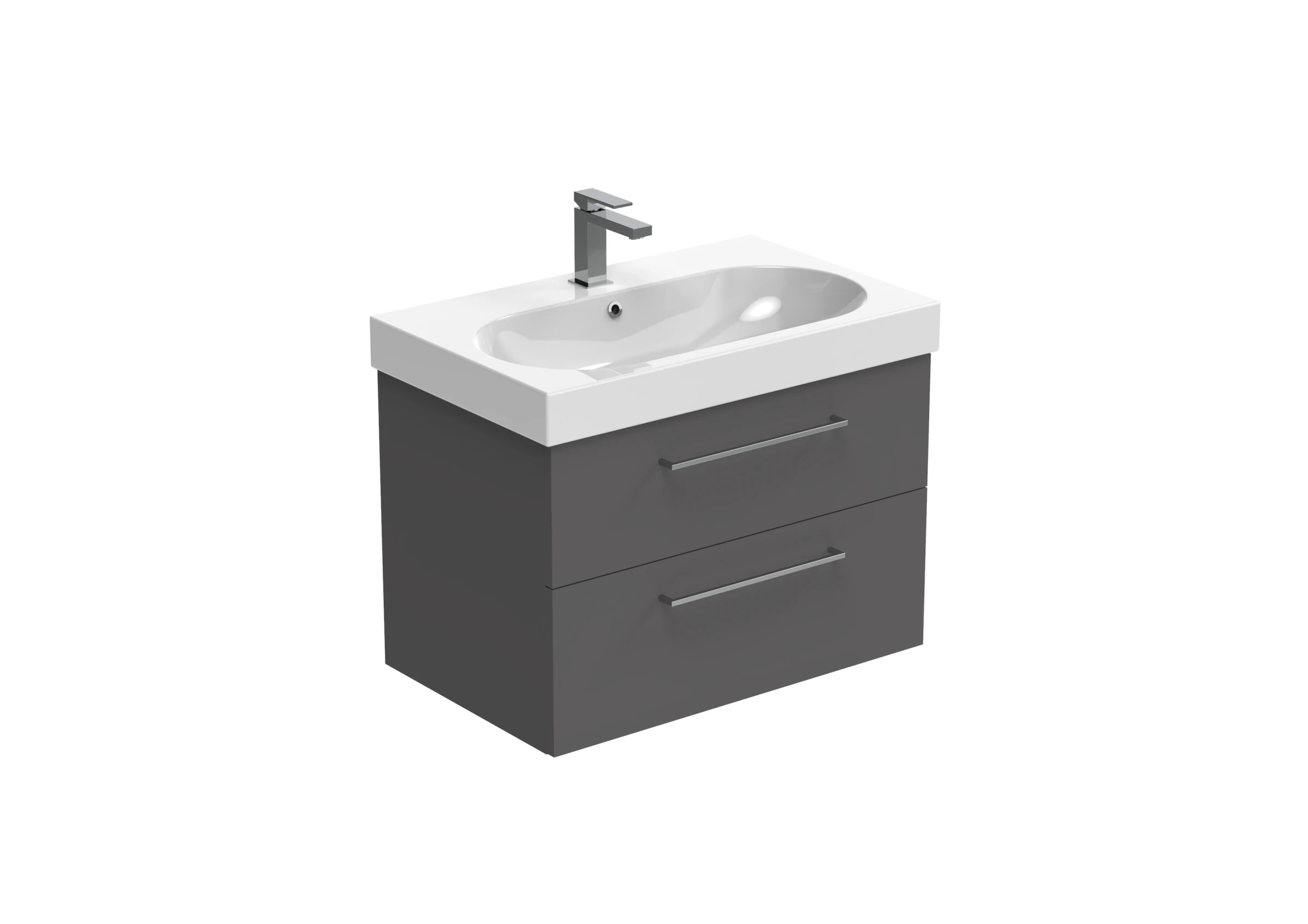 Saneux Austen 72cm 2 Drawer Wall Mounted Unit - Matte Iron Grey