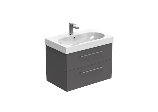 Saneux Austen 72cm 2 Drawer Wall Mounted Unit - Matte Iron Grey