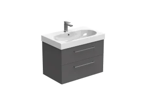 Saneux Austen 72cm 2 Drawer Wall Mounted Unit - Matte Iron Grey