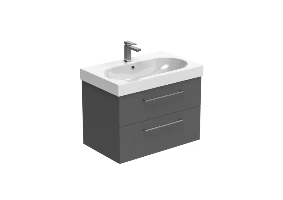 Saneux Austen 72cm 2 Drawer Wall Mounted Unit - Matte Iron Grey product image - Image 1