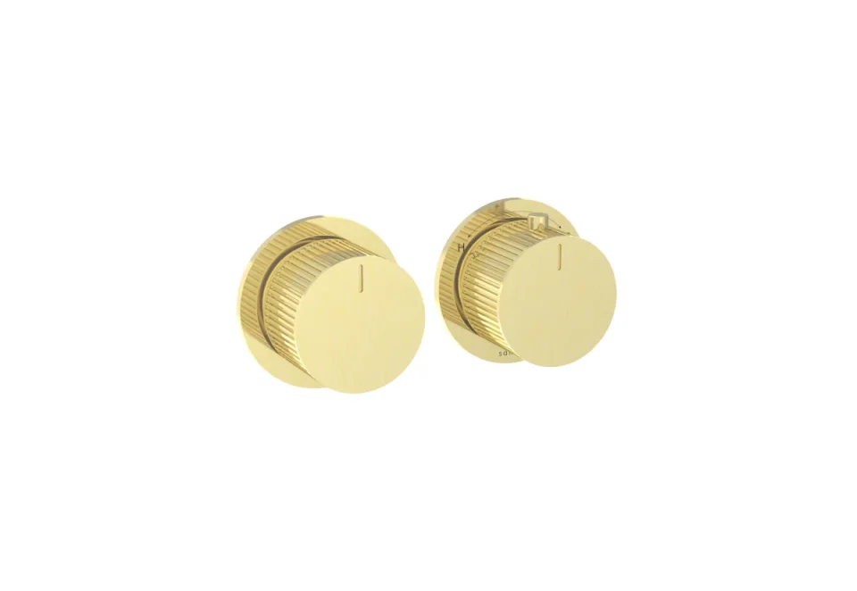 Saneux Cos 2 Way Thermostatic Shower Ring Valve Kit - W/ Fluted Handle - Portrait & Landscape - Brushed Brass product image - Image 1