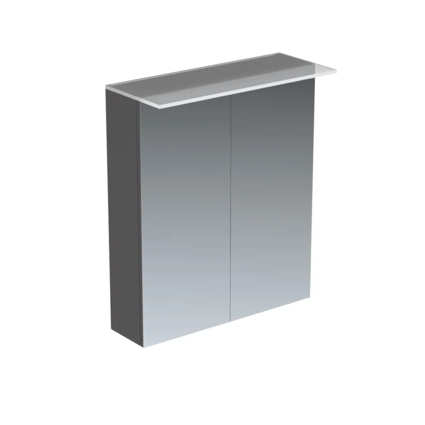 Saneux Austen 60cm 2 Door Electric Mirror Cabinet - Matte Iron Grey detail view - Image 2