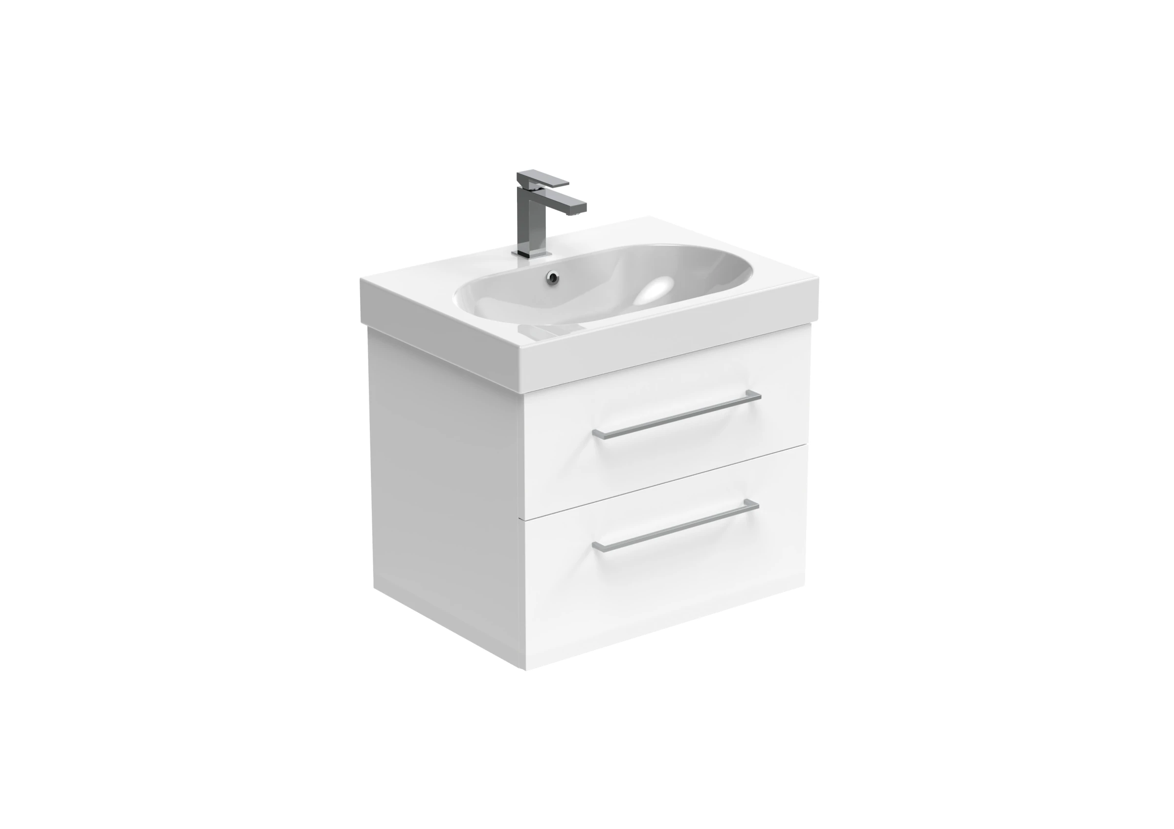 Saneux Austen 60cm 2 Drawer Wall Mounted Unit - Gloss White