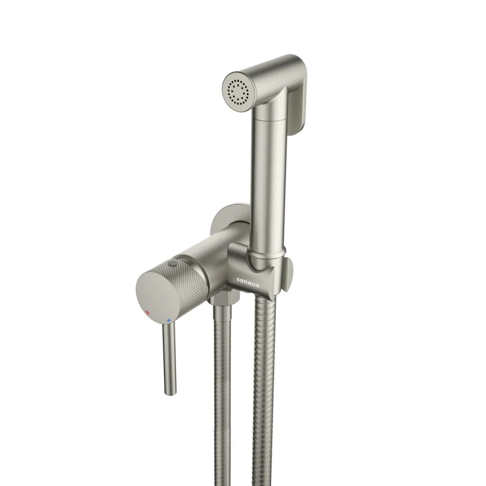 Saneux Cos Douche Kit With Knurled Handle - Brushed Nickel product image - Image 1