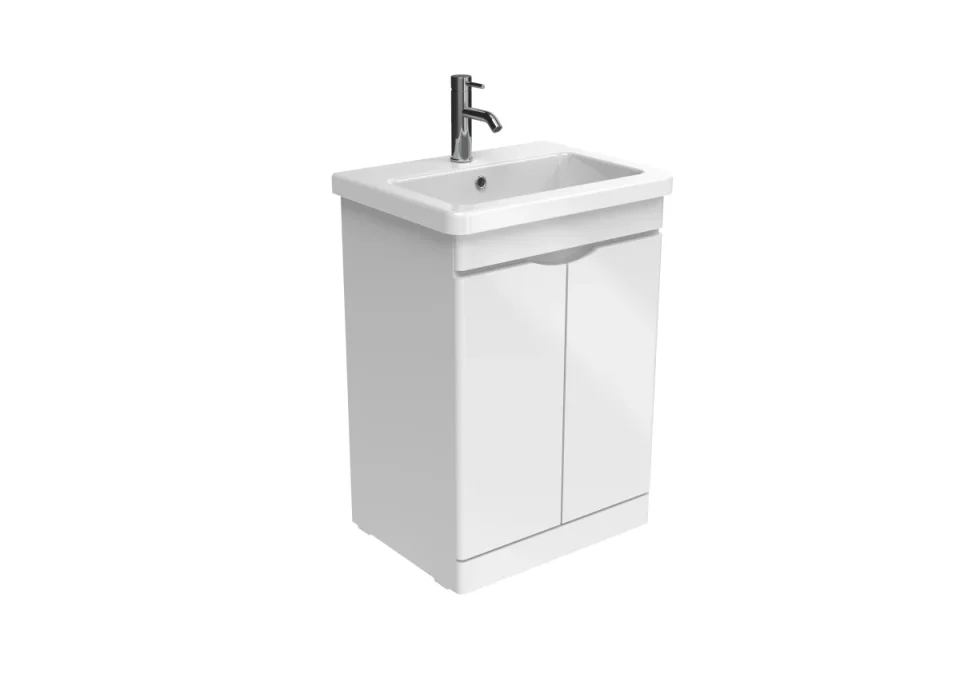 Saneux Indigo 60cm 2 Door Floor Standing Unit - Gloss White product image - Image 1
