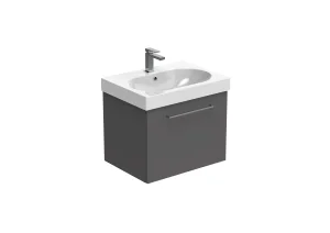 Saneux Austen 60cm 1 Drawer Wall Mounted Unit - Matte Iron Grey