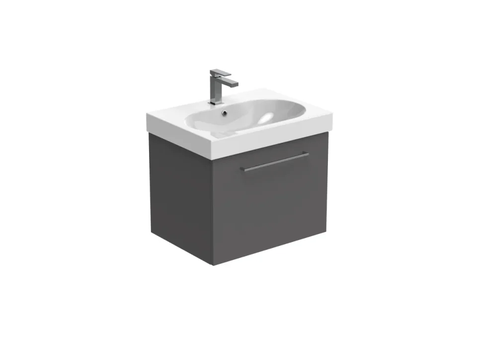 Saneux Austen 60cm 1 Drawer Wall Mounted Unit - Matte Iron Grey product image - Image 1