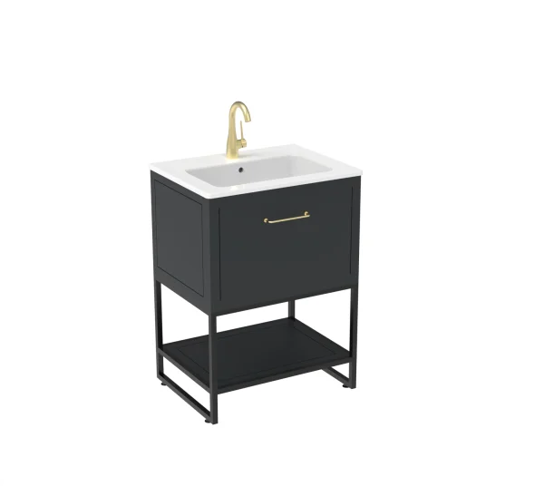 Saneux Kingsbury 60cm 1 Drawer Floor Standing Unit - Matte Anthracite