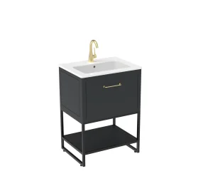 Saneux Kingsbury 60cm 1 Drawer Floor Standing Unit - Matte Anthracite