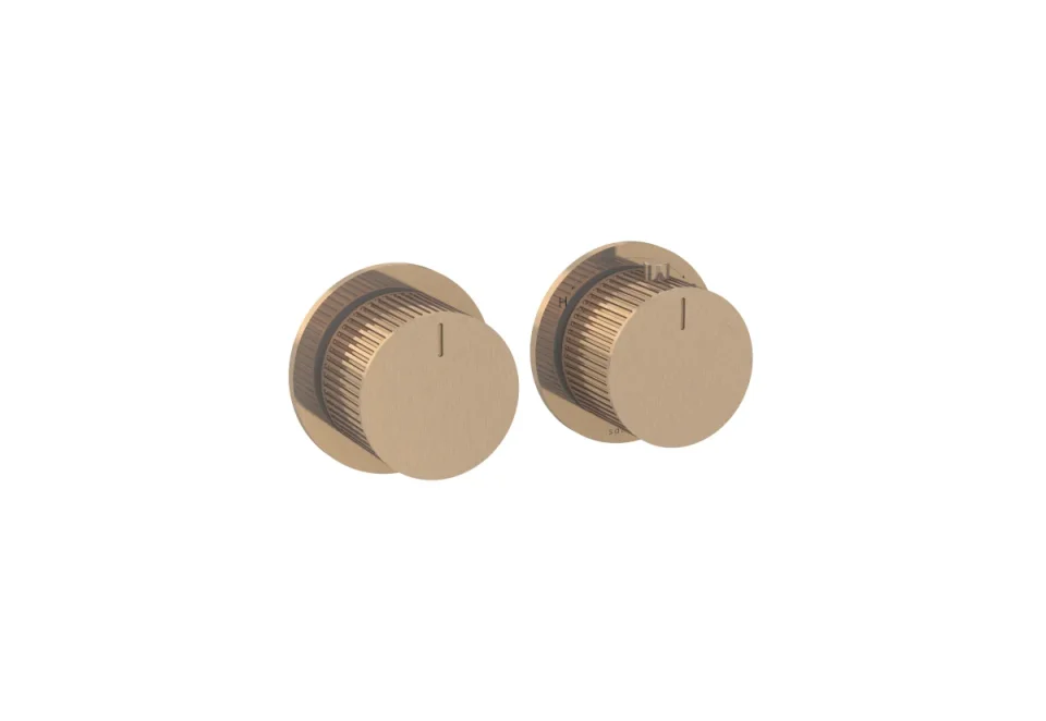 Saneux Cos 2 Way Thermostatic Shower Ring Valve Kit - W/ Fluted Handle - Portrait & Landscape - Brushed Bronze product image - Image 1