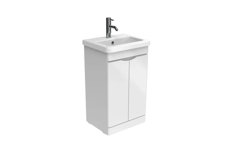 Saneux Indigo 50cm 2 Door Floor Standing Unit - Gloss White product image - Image 1
