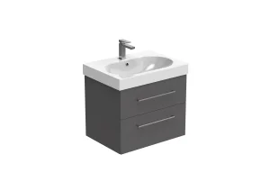 Saneux Austen 60cm 2 Drawer Wall Mounted Unit - Matte Iron Grey