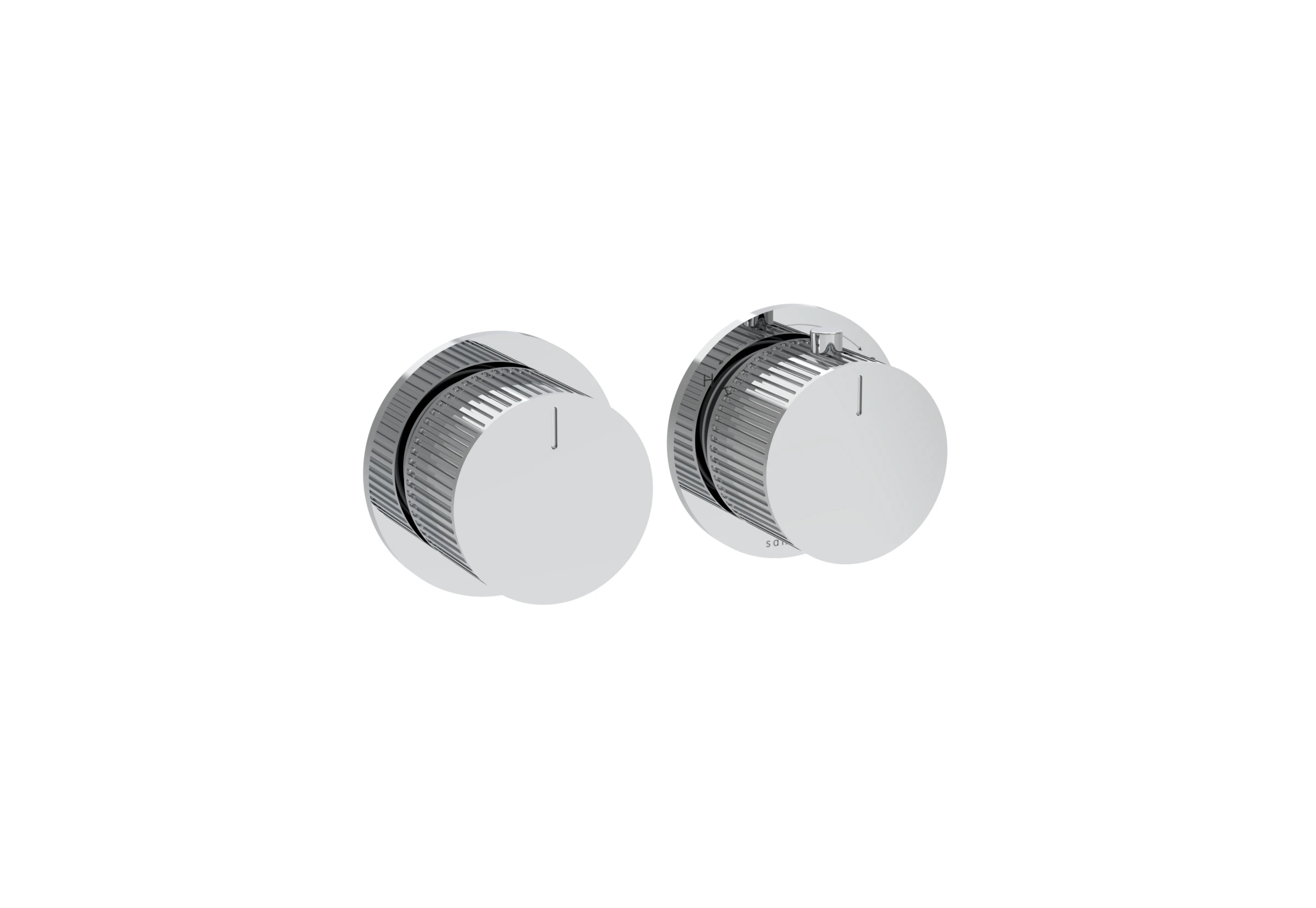 Saneux Cos 2 Way Thermostatic Shower Ring Valve Kit - W/ Fluted Handle - Portrait & Landscape - Chrome