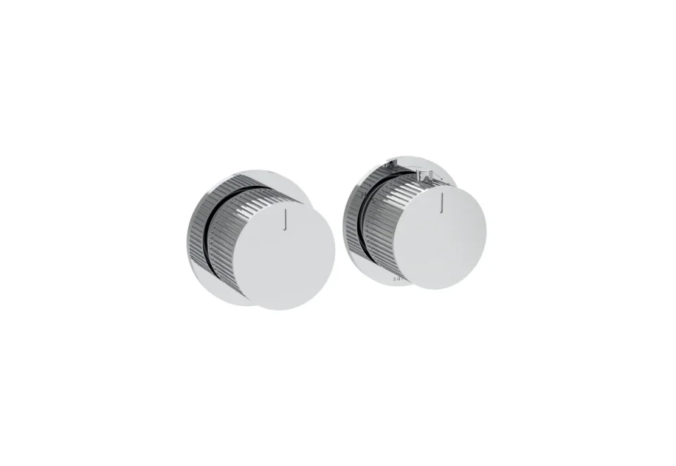 Saneux Cos 2 Way Thermostatic Shower Ring Valve Kit - W/ Fluted Handle - Portrait & Landscape - Chrome product image - Image 1