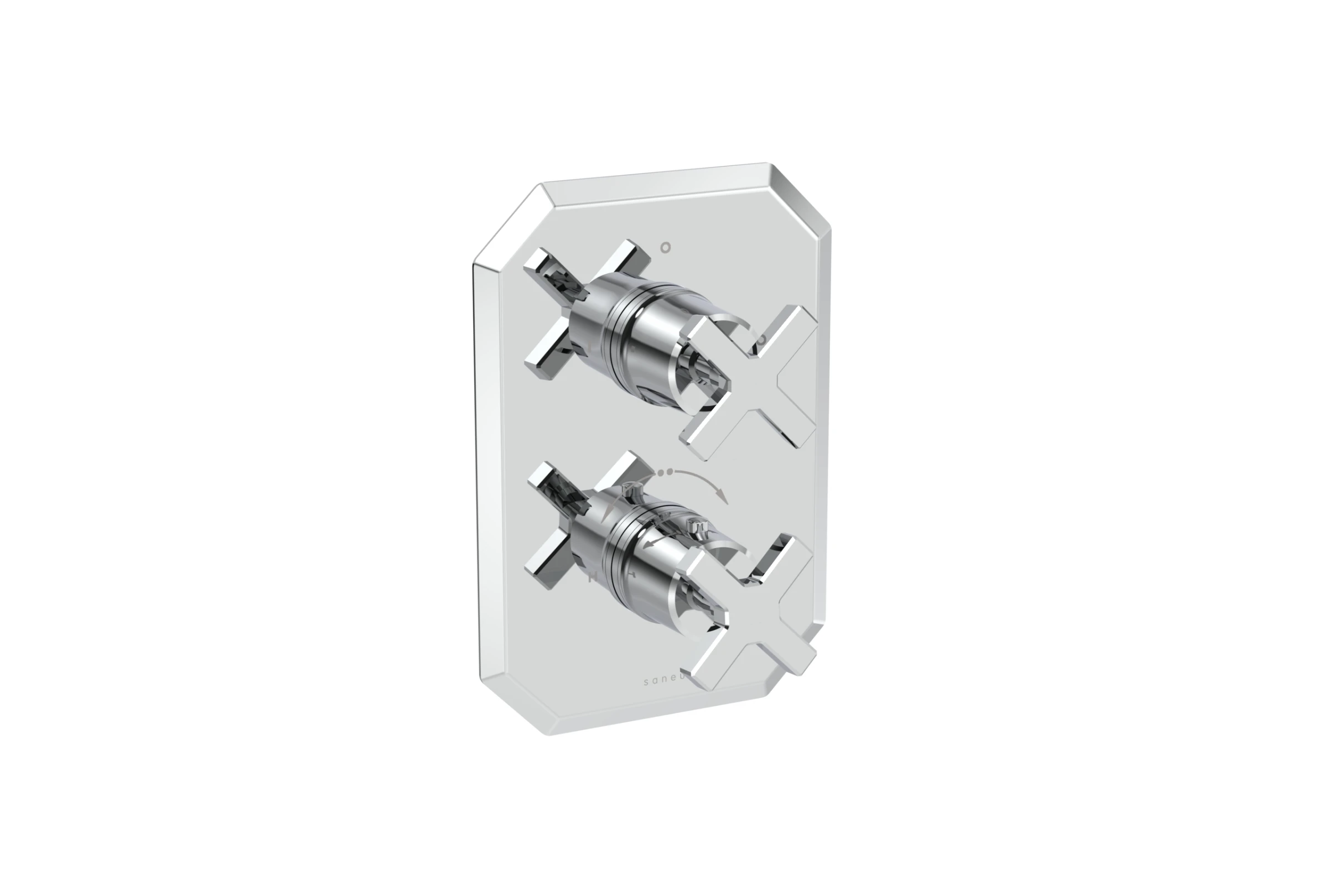 Saneux Cromwell 2 Way Cross Handle & Plate Finish Kit (for Cr020x) - Chrome