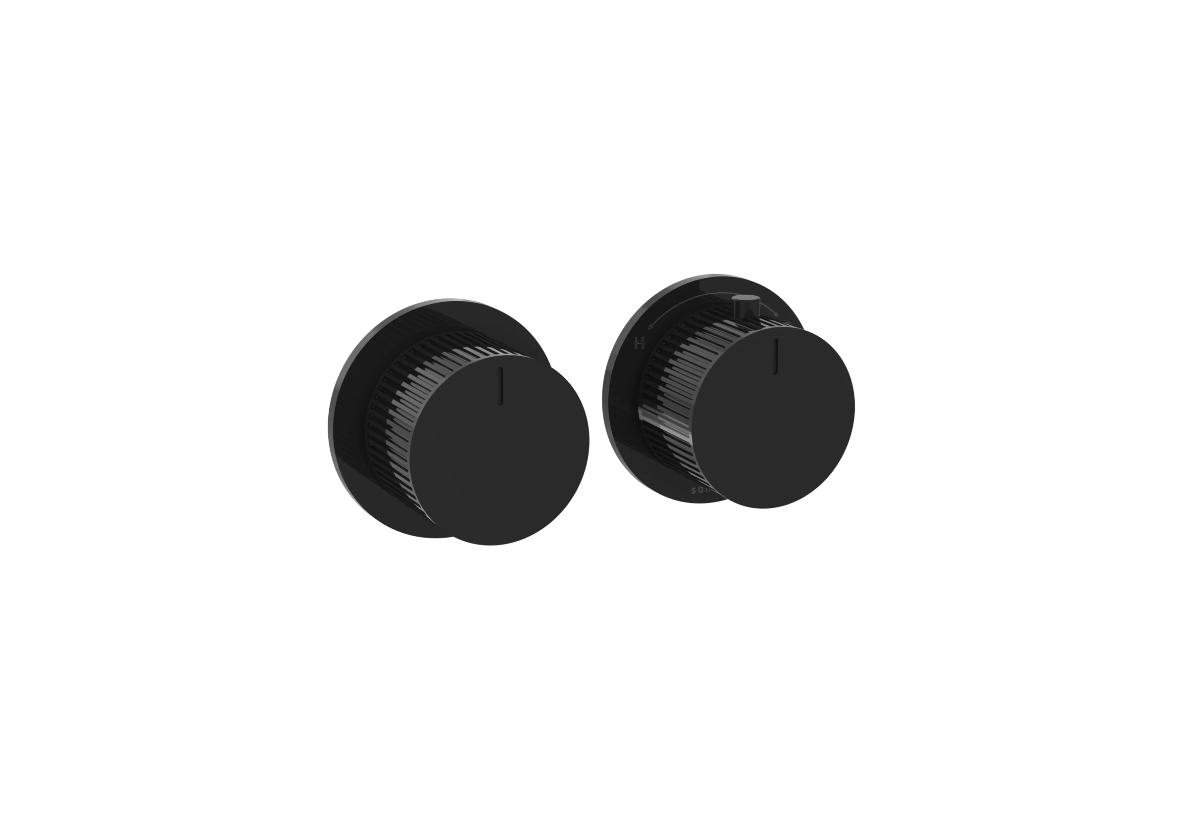 Saneux Cos 2 Way Thermostatic Shower Ring Valve Kit - W/ Fluted Handle - Portrait & Landscape - Satin Black