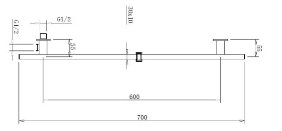 AVA Square Integrated Slide Rail Kit with Multi Function Hand Shower technical drawing - Image 3