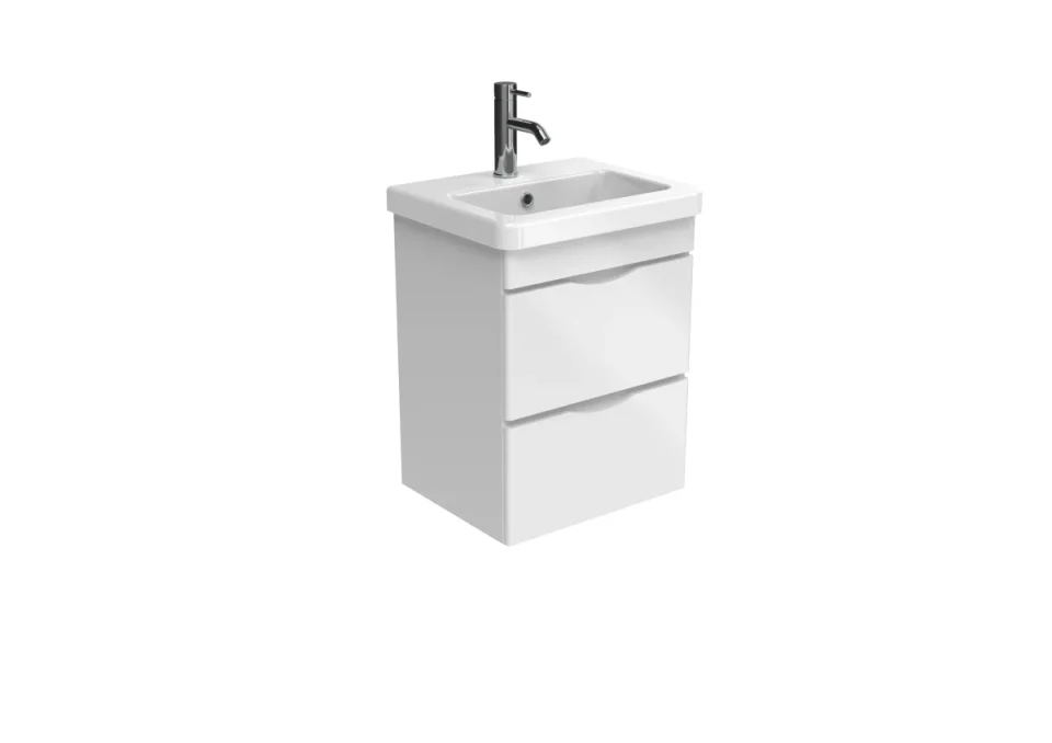 Saneux Indigo 50cm 2 Drawer Wall Mounted Unit - Gloss White product image - Image 1