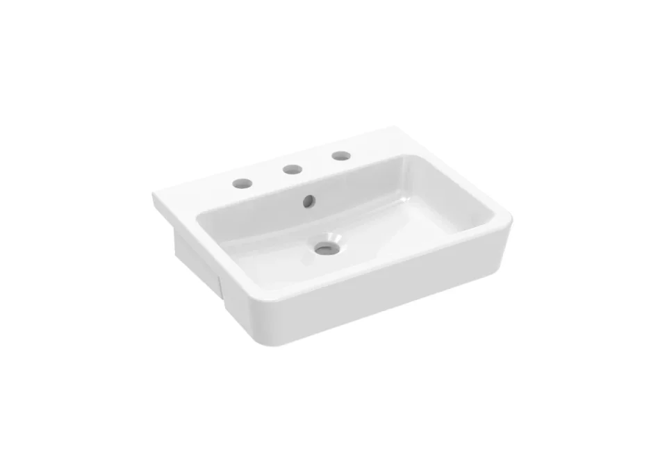 Saneux Uni 50x40cm Semi-recessed Washbasin 3th product image - Image 1