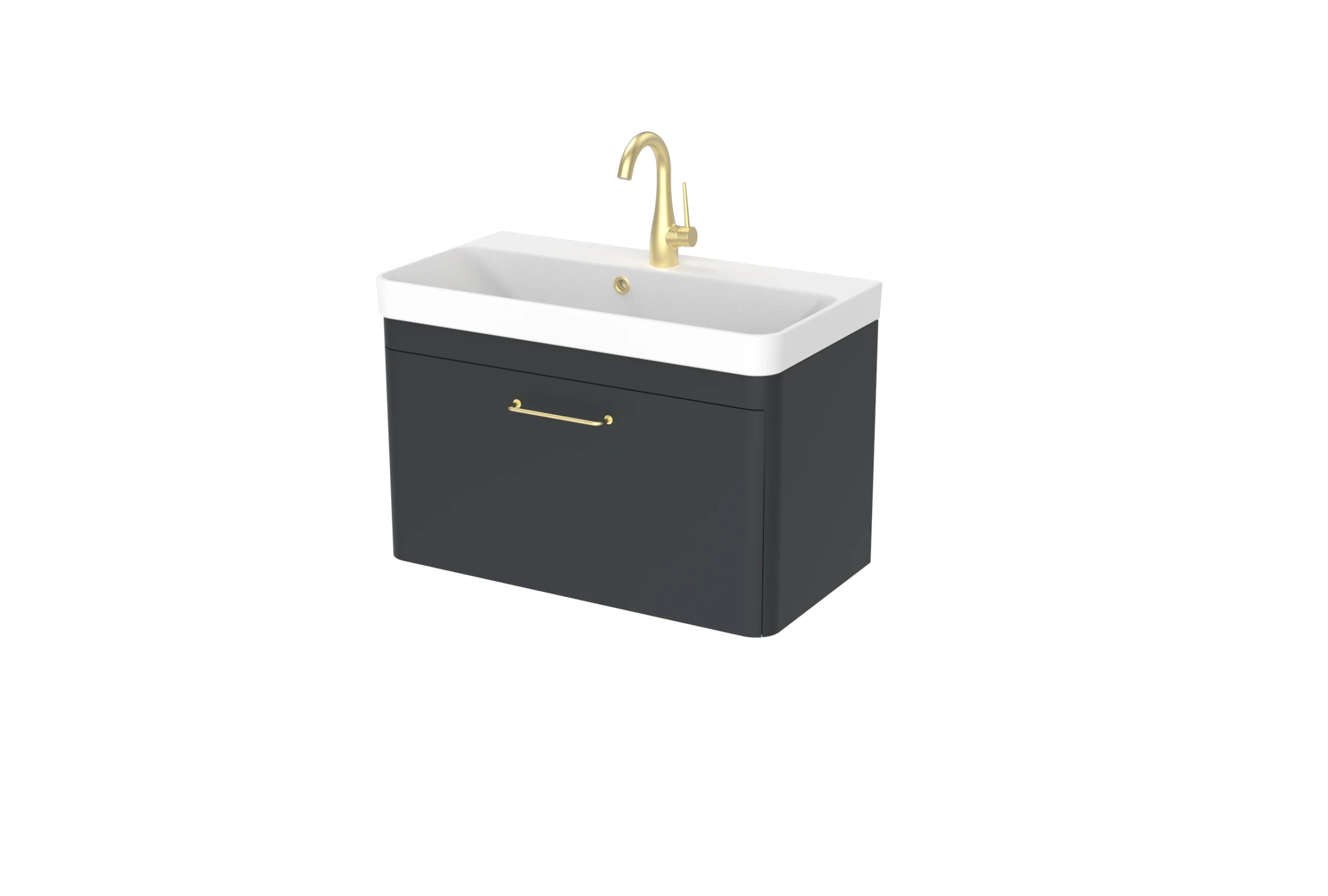 Saneux Hyde 70cm 1 Drawer Wall Mounted Unit - Matte Anthracite