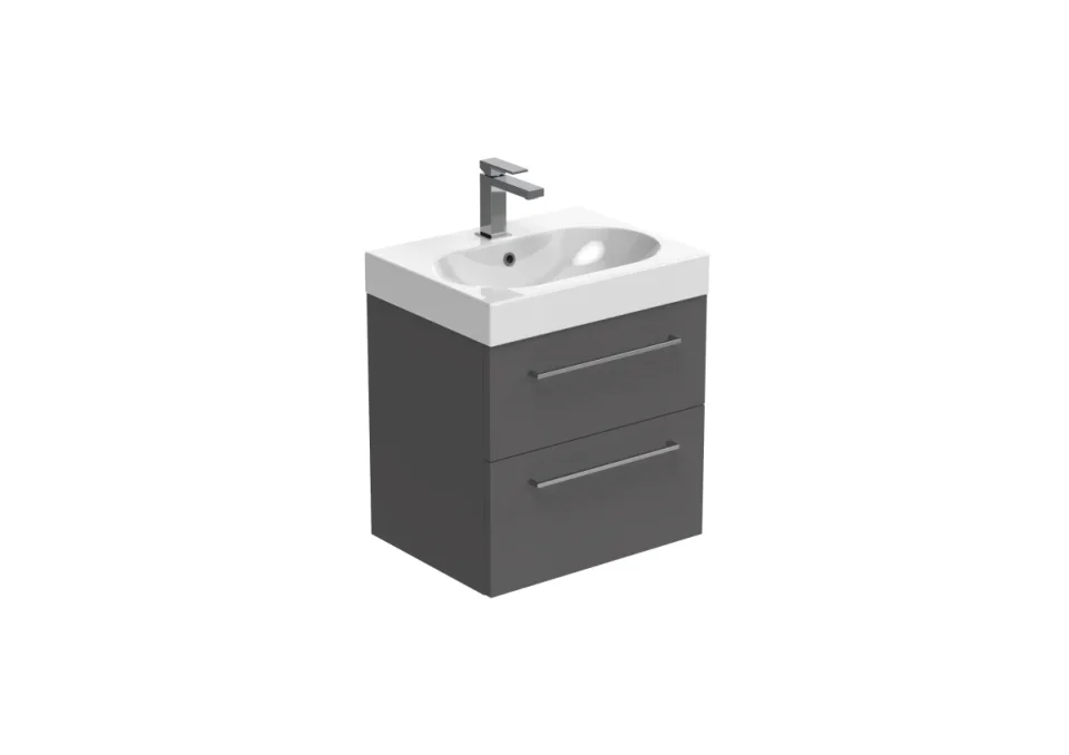 Saneux Austen 50cm 2 Drawer Wall Mounted Unit - Matte Iron Grey product image - Image 1