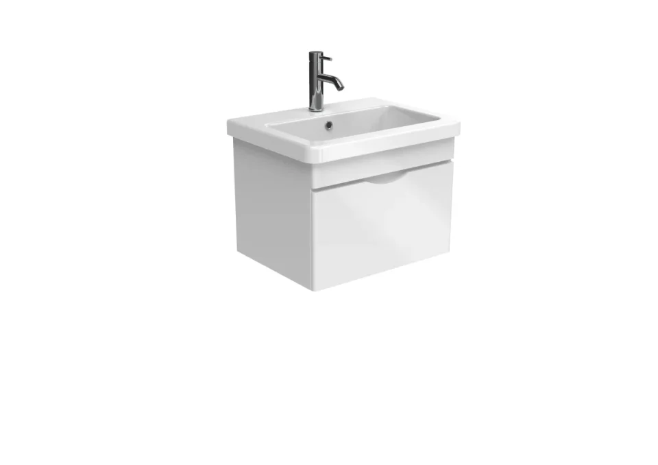 Saneux Indigo 60cm 1 Drawer Wall Mounted Unit - Gloss White product image - Image 1