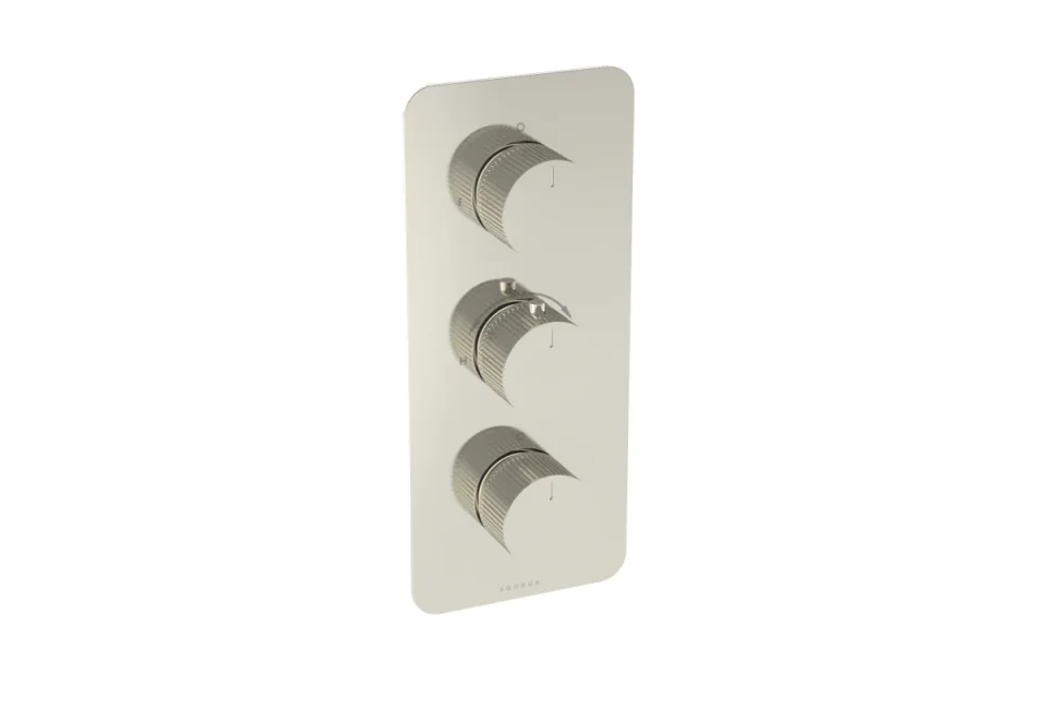 Saneux Cos 3 Way Thermostatic Shower Valve Kit - W/ Fluted Handle - Portrait - Brushed Nickel (pvd) product image - Image 1
