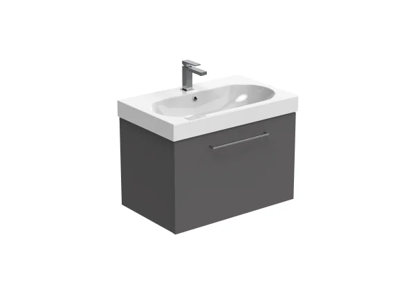 Saneux Austen 72cm 1 Drawer Wall Mounted Unit - Matte Iron Grey