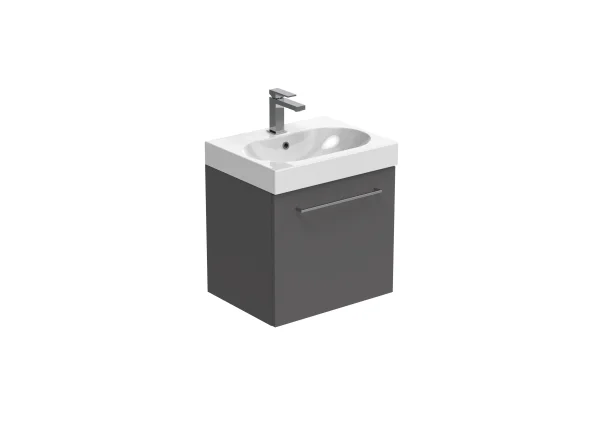 Saneux Austen 50cm 1 Drawer Wall Mounted Unit - Matte Iron Grey