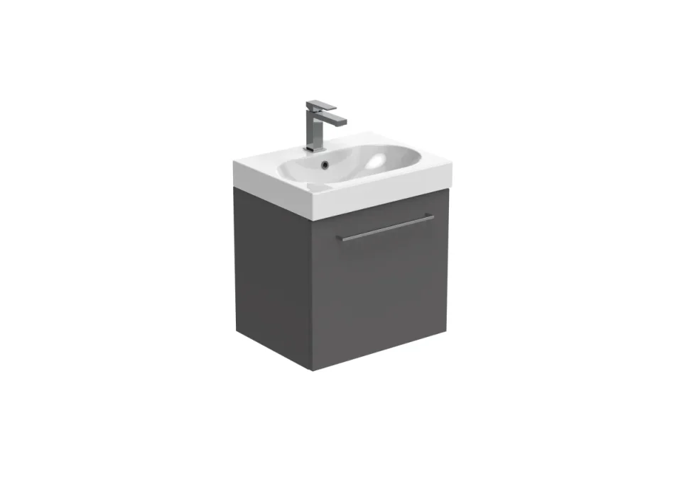 Saneux Austen 50cm 1 Drawer Wall Mounted Unit - Matte Iron Grey product image - Image 1