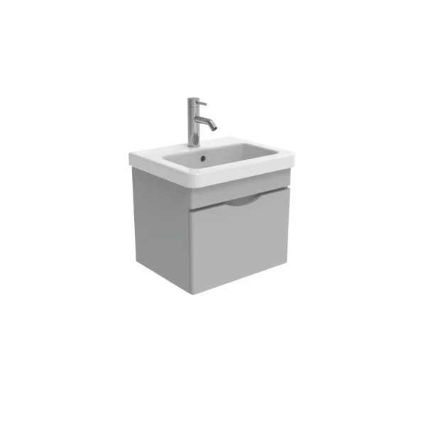 Saneux Indigo 50cm 1 Drawer Wall Mounted Unit - Dove Grey