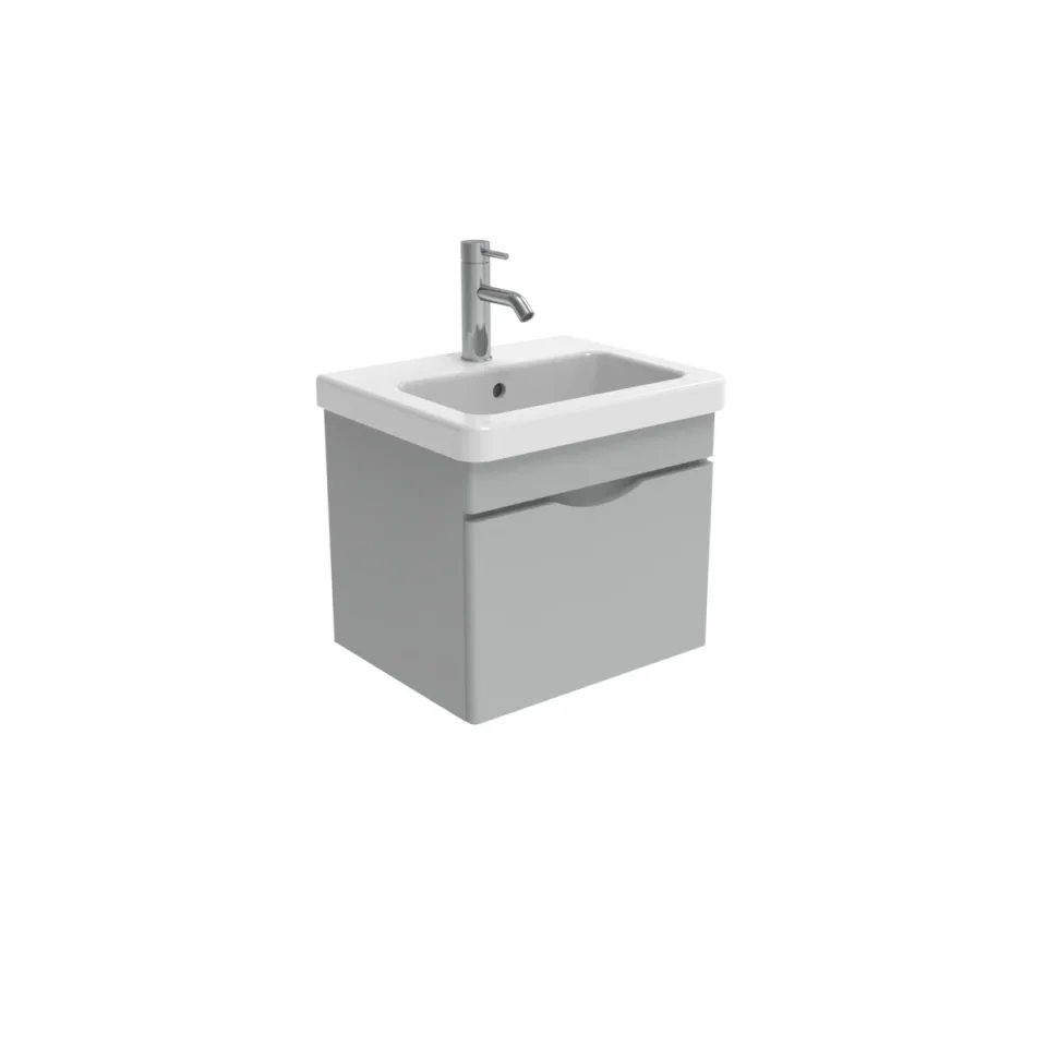 Saneux Indigo 50cm 1 Drawer Wall Mounted Unit - Dove Grey product image - Image 1