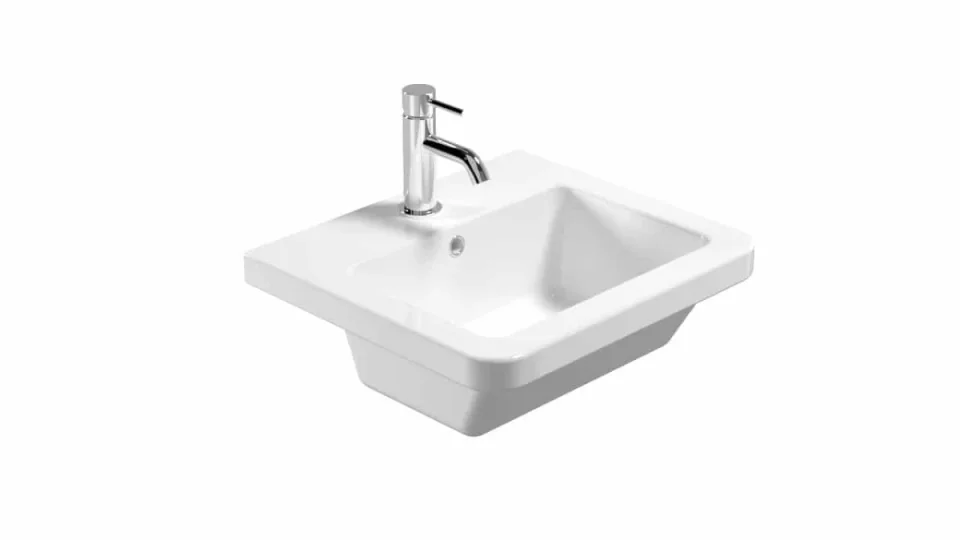 Saneux Indigo 50x40cm Washbasin 1th - European / Alpine White detail view - Image 3