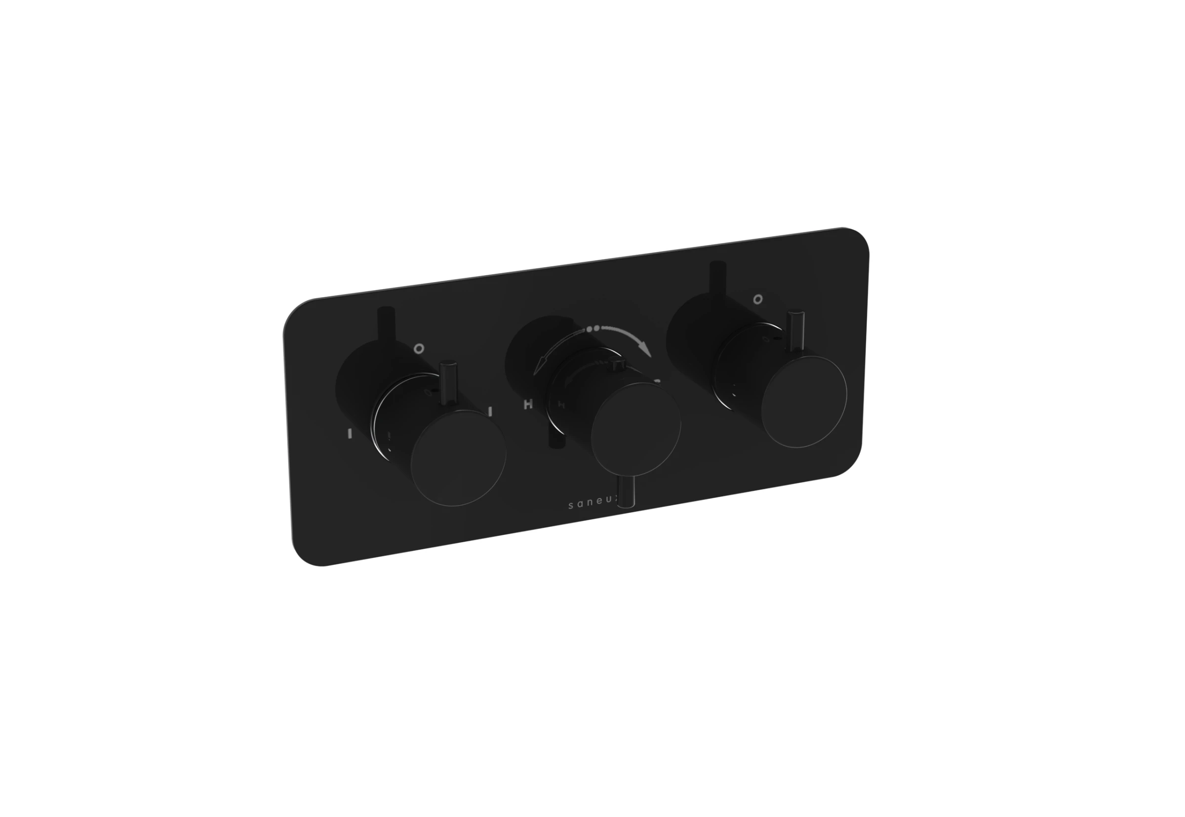 Saneux Cos 3 Way Thermostatic Shower Valve Kit - W/ Classic Handle - Landscape - Satin Black (pvd)