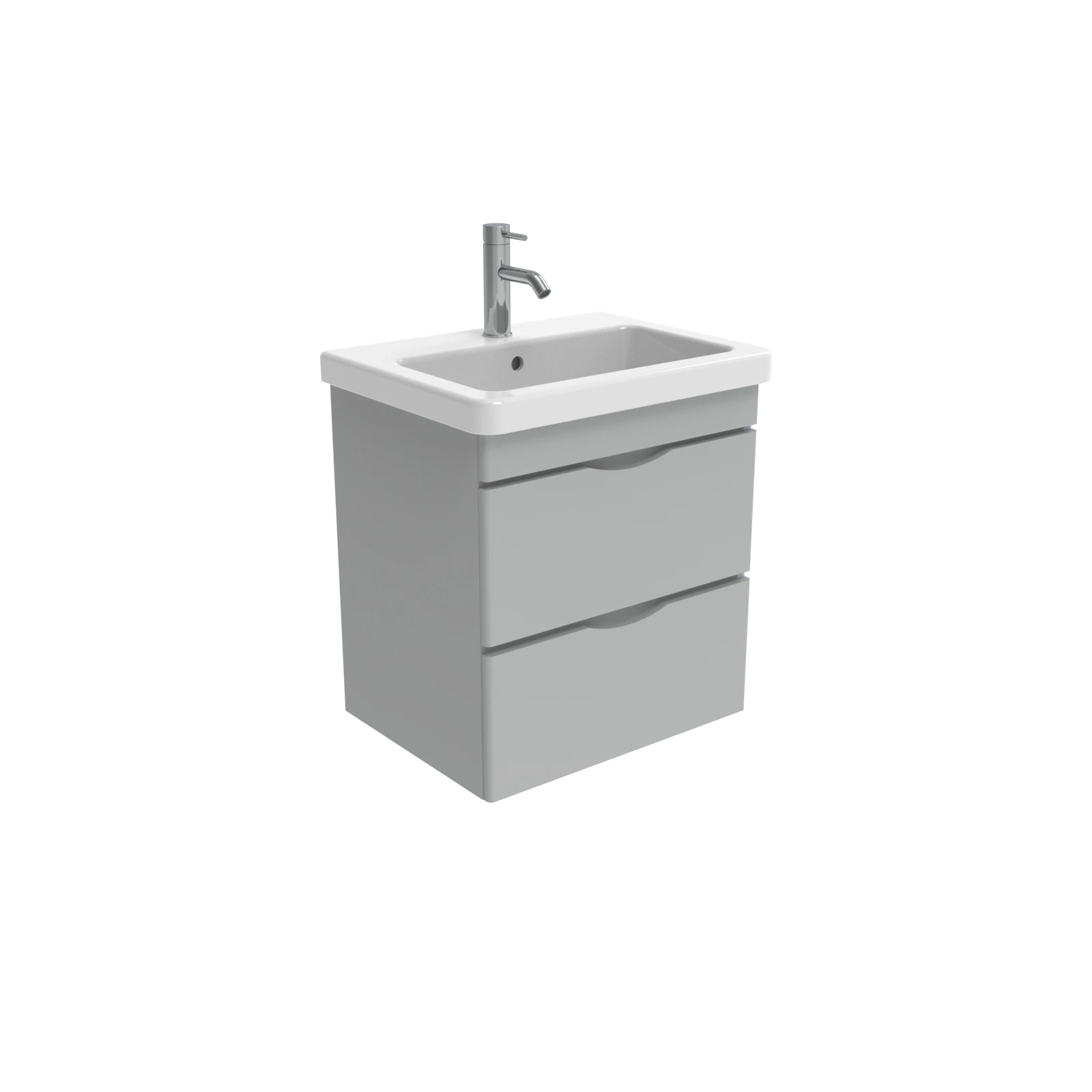 Saneux Indigo 60cm 2 Drawer Wall Mounted Unit - Dove Grey