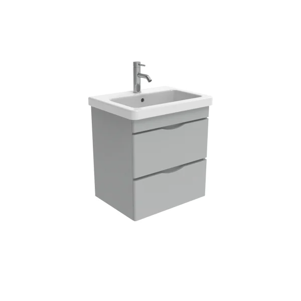 Saneux Indigo 60cm 2 Drawer Wall Mounted Unit - Dove Grey