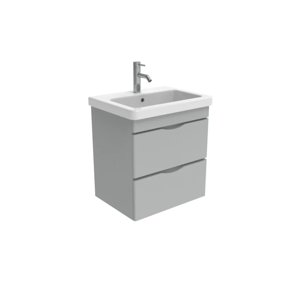 Saneux Indigo 60cm 2 Drawer Wall Mounted Unit - Dove Grey product image - Image 1