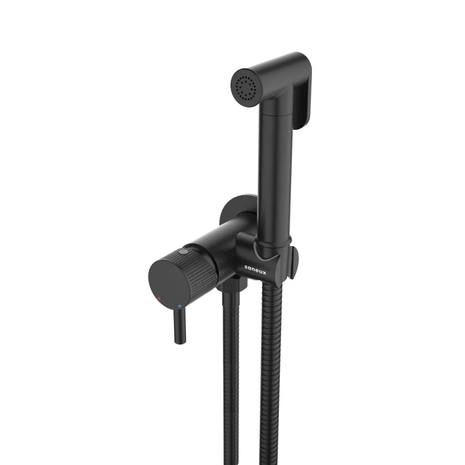 Saneux Cos Douche Kit With Fluted Handle - Satin Black product image - Image 1