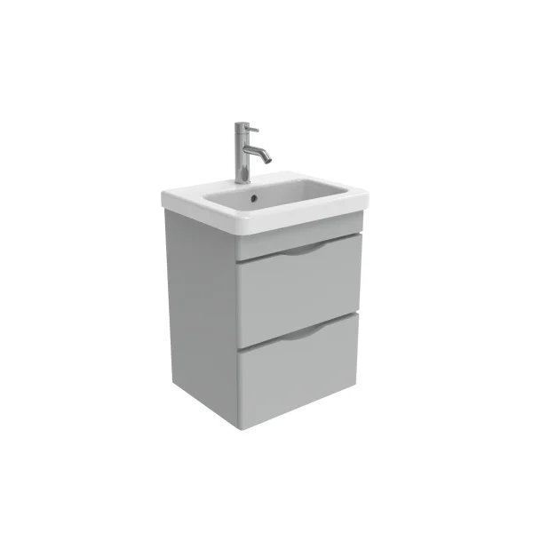 Saneux Indigo 50cm 2 Drawer Wall Mounted Unit - Dove Grey