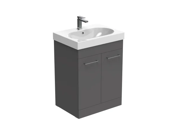 Saneux Austen 60cm 2 Door Floor Standing Unit - Matte Iron Grey